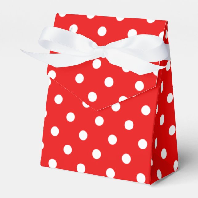 White Polka Dot on Red Favour Box (Front Side)