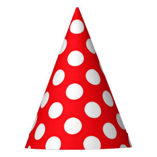 White Polka Dot on Red Party Hat