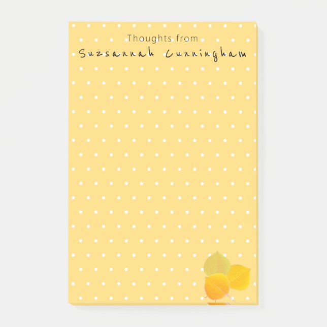 White Polka Dot Pattern Fall Aspen Leaves Custom Post-it Notes (Front)