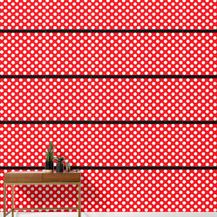 White Polka Dot Red Black Peel and Stick Wallpaper