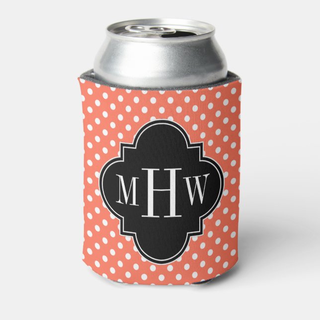 White Polka Dots 3I Monogram Can Cooler (Can Back)