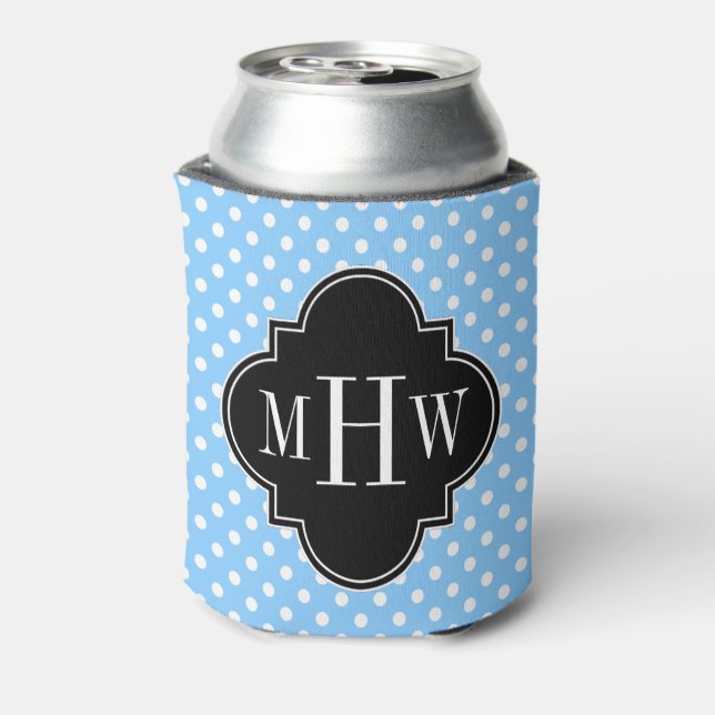 White Polka Dots 3I Monogram Can Cooler (Can Back)