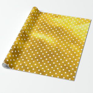 White Polka Dots and Rusty Gold Glitter Texture Wrapping Paper