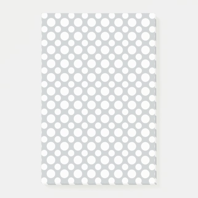 White Polka Dots Big and Small on Grey Stickies Post-it Notes (Front)