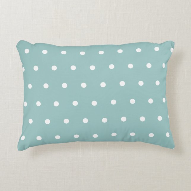 White Polka Dots Eggshell Blue Geometric Patterns  Decorative Cushion (Front)