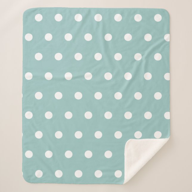 White Polka Dots Eggshell Blue Geometric Patterns Sherpa Blanket (Front)