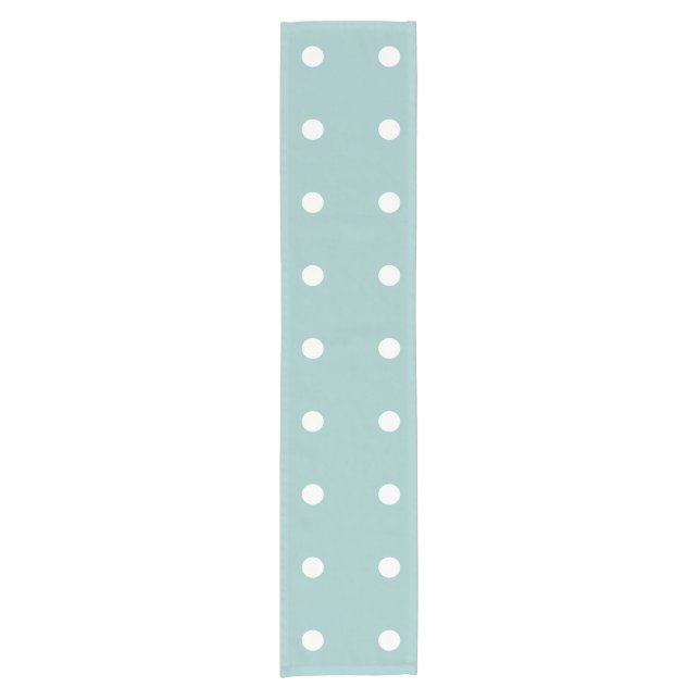 White Polka Dots Eggshell Blue Geometric Patterns Short Table Runner (Front)