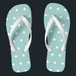 White Polka Dots Geometric Patterns Eggshell Blue  Flip Flops<br><div class="desc">Designed with white patterns in light eggshell blue background. You may change to any background colour as you wish.</div>