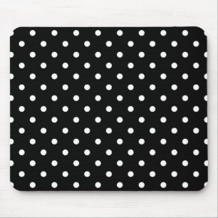 white polka dots in black mouse mat