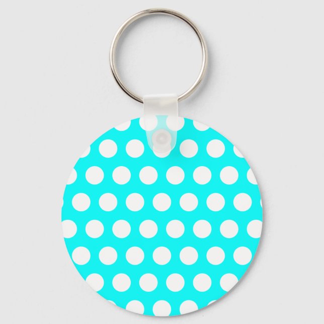 White Polka Dots Keychain (Front)