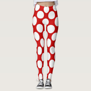 White polka dots large on a red background Throw P Leggings