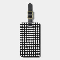 White Polka Dots Luggage Tag w/ leather strap