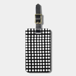 White Polka Dots Luggage Tag w/ leather strap