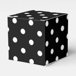 White polka dots medium on black favour box