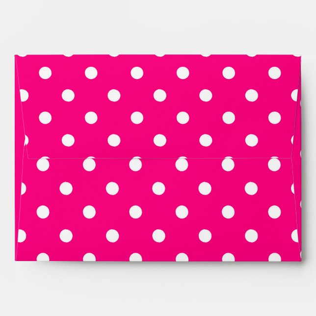 White polka dots medium on hot pink envelope (Back (Top Flap))