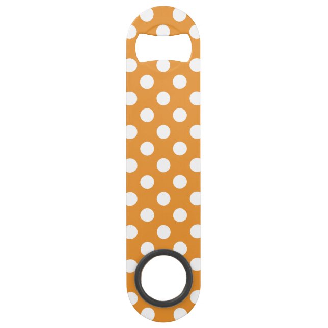 White polka dots on amber (Front)