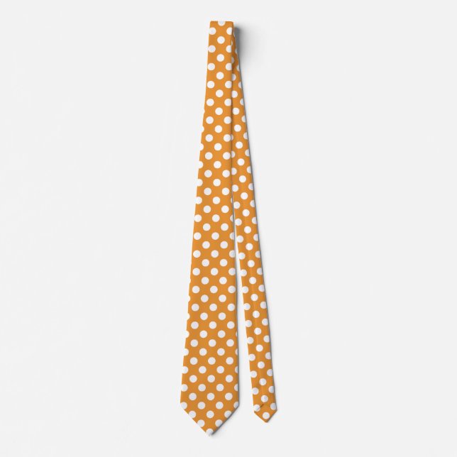 White polka dots on amber tie (Front)
