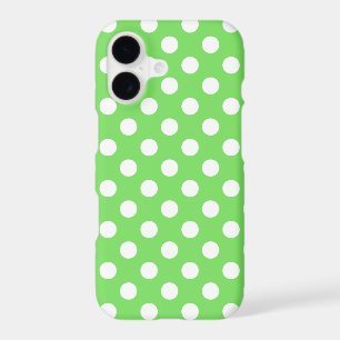 White polka dots on apple green