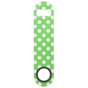 White polka dots on apple green