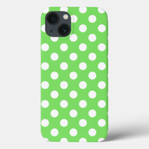 White polka dots on apple green Case-Mate iPhone c 13 Case