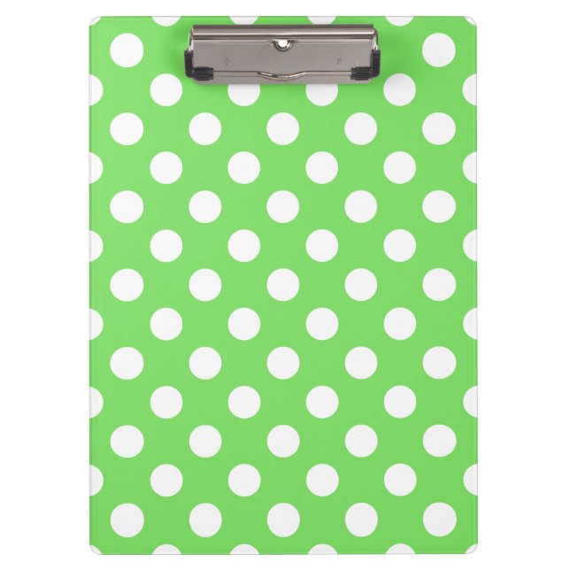 White polka dots on apple green clipboard (Front)