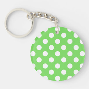 White polka dots on apple green key ring