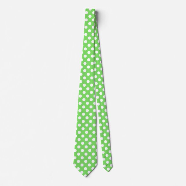White polka dots on apple green tie (Front)