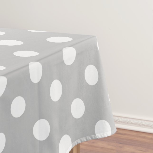 White Polka Dots on Ash Grey Tablecloth (In Situ)