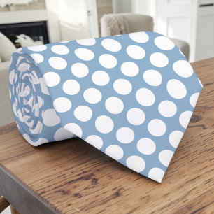 White Polka Dots on Baby Blue Custom Tie
