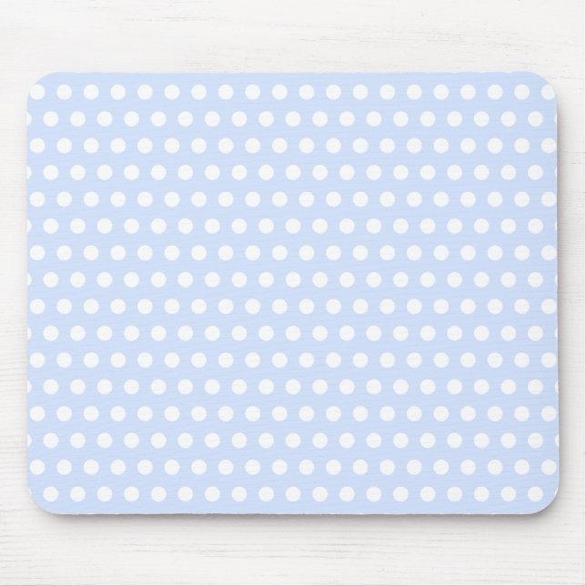 White Polka Dots on Baby Blue Mouse Mat (Front)