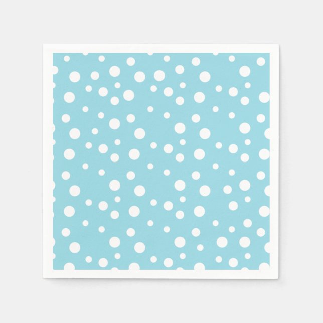 White Polka Dots on Baby Blue Napkin (Front)