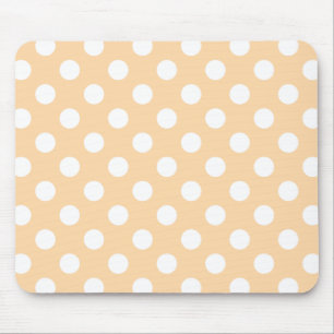 White polka dots on beige mouse mat