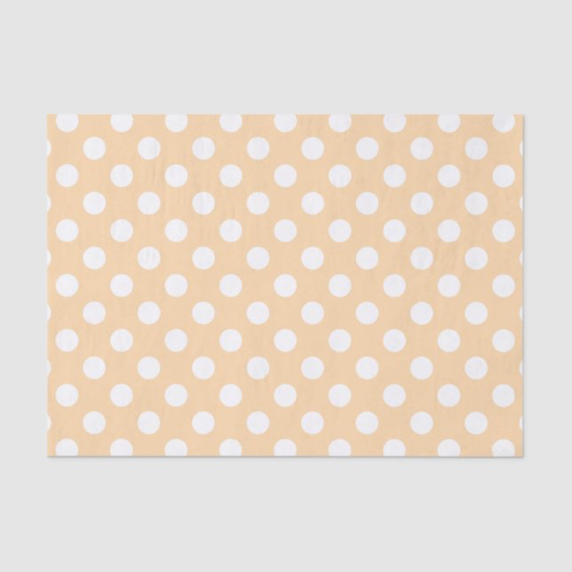 White polka dots on beige tissue paper (Front)