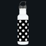 White polka dots on black 710 ml water bottle<br><div class="desc">White polka dots on black</div>
