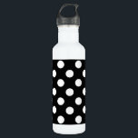 White polka dots on black 710 ml water bottle<br><div class="desc">White polka dots on black</div>