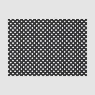 White Polka Dots on Black Background Tissue Paper