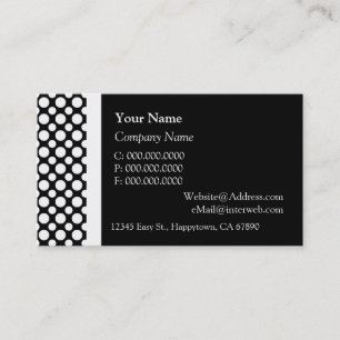 White Polka Dots on Black Custom Business Cards