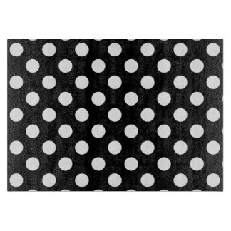 White polka dots on black cutting board