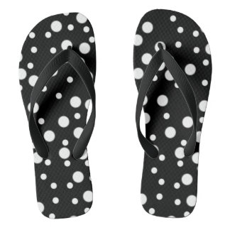White Polka Dots on Black Flipflops