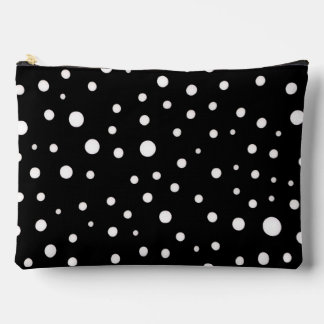 White Polka Dots on Black Large Accessory Pouch