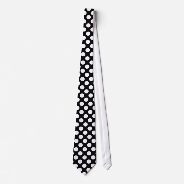 White Polka Dots on Black - Necktie (Front)