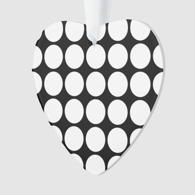 White Polka Dots on Black Ornament (Front)