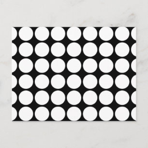 White Polka Dots on Black Postcard