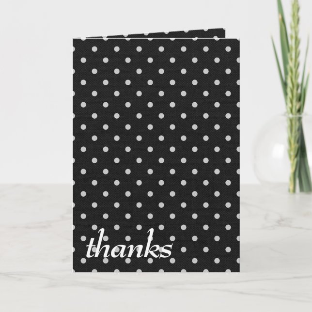white polka dots on black thank you card (Front)