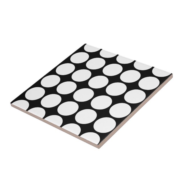 White Polka Dots on Black Tile (Side)