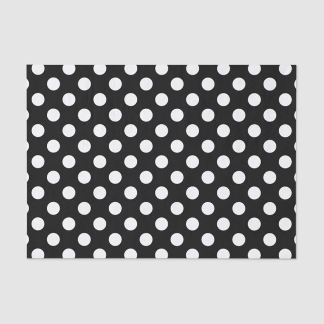 White polka dots on black tissue paper (Front)