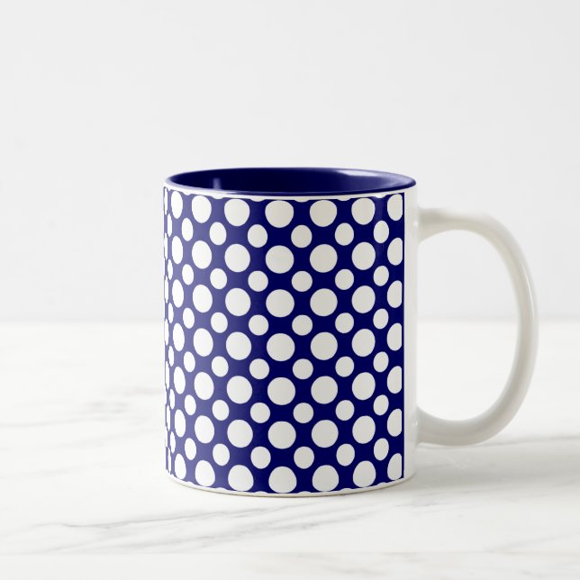 White Polka Dots on Blue Coffee Mug (Right)