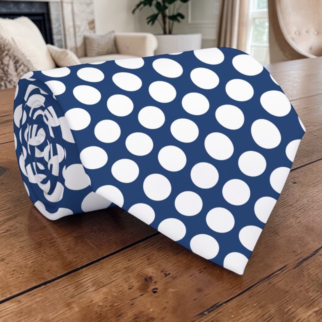 White Polka Dots on Blue Custom Necktie (Creator Uploaded)