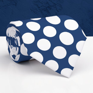 White Polka Dots on Blue Custom Necktie