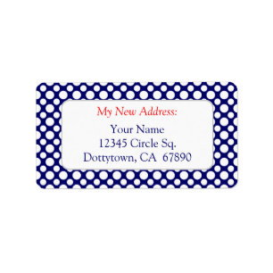 White Polka Dots on Blue Custom New Address Lables Label
